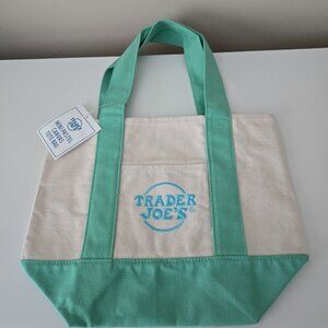 Trader Joe’s Mini Pastel Canvas Tote Bag NWT Green